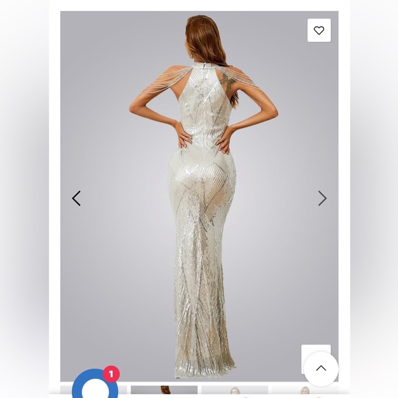 Halter neck sequin mermaid evening dress - Picture 2 of 7